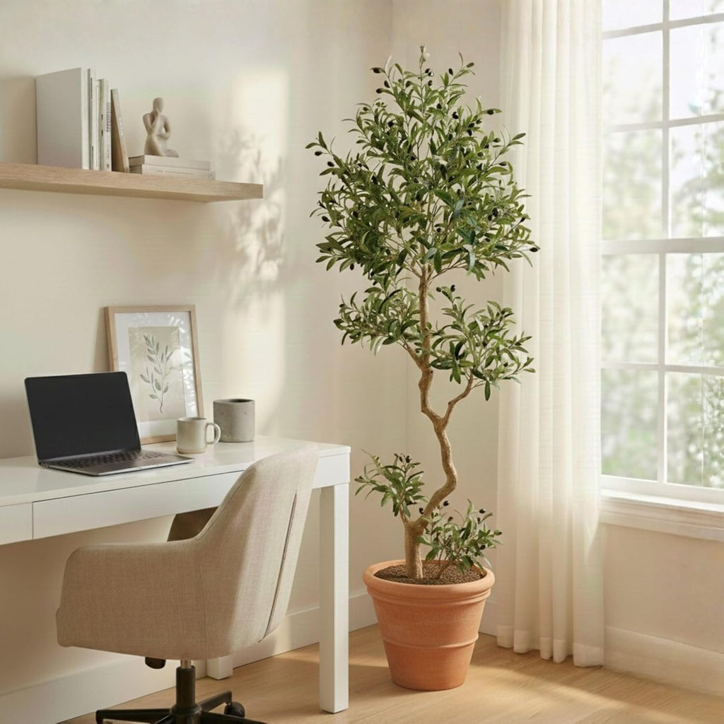 Fake Olive Tree 7.0 Feet - Artificial Plants Indoor, Faux Olive Tree, Fake Tree Decor, Faux Trees Indoor - Tall