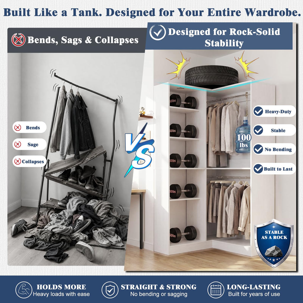 36'' Corner Closet System with Adjustable Shelves, Heavy Duty Corner Closet Organizer System with 7 Shelves & 2