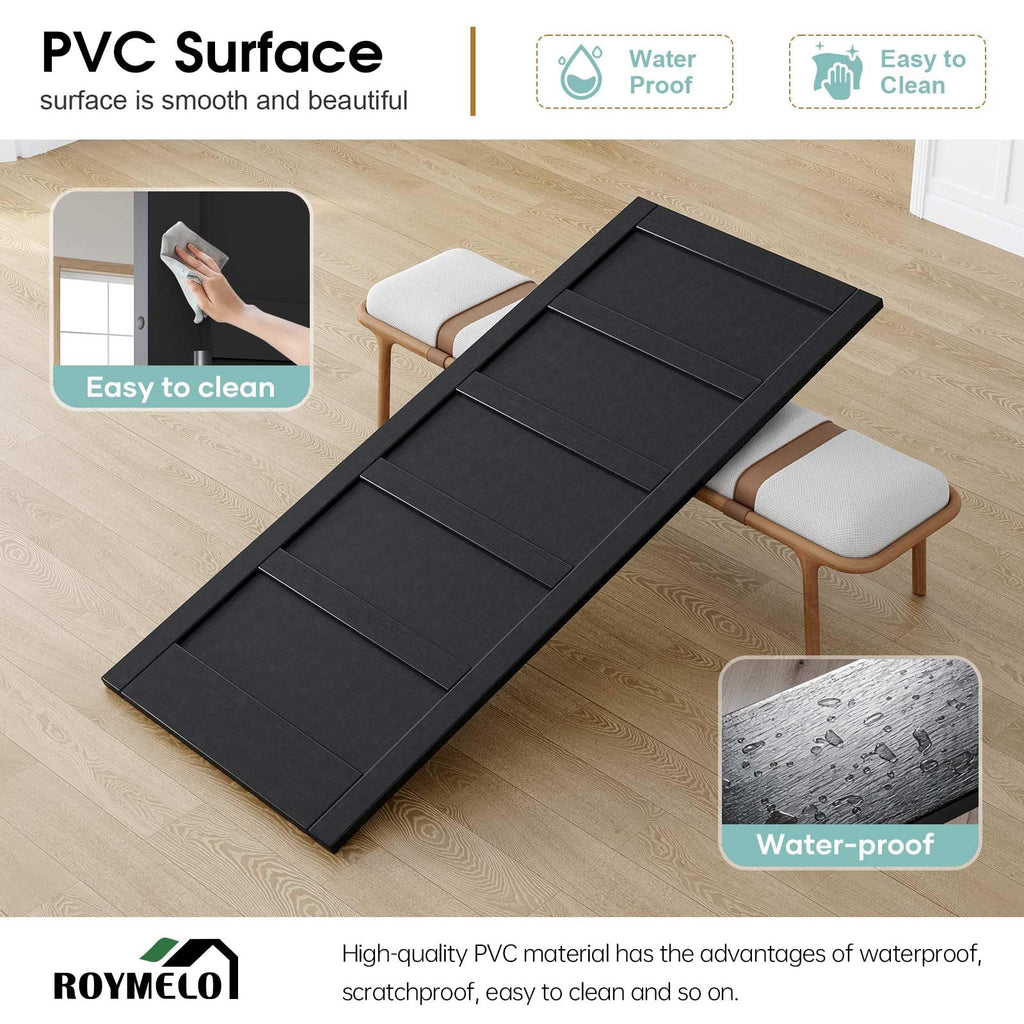 36x84 Inch Black Sliding Barn Door Slab with 6.6ft Hardware Kit Included, 5-Panel, Wooden Panel Covered with