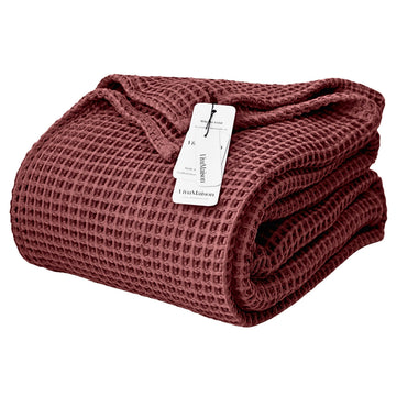 Waffle Blankets (Dark Red, 95x126 inch)