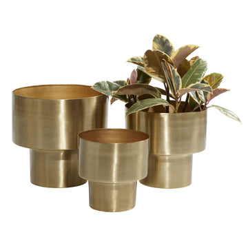 Metal Planter, Set of 3 Planter 7", 8", 10" H, Gold