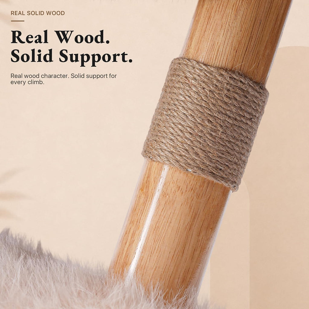 Small Cat Tree s with Spacious Condo for Large Cats, 41-Inch Modern Cat Tower with Faux Fox Fur, Curved Lounge
