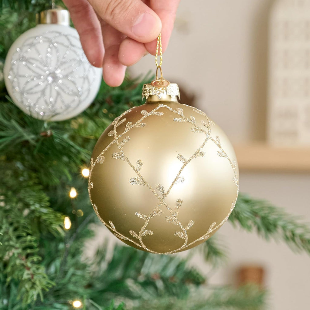 26Pcs Gold Glass Christmas Ball Ornaments, Luxury Tree Decor