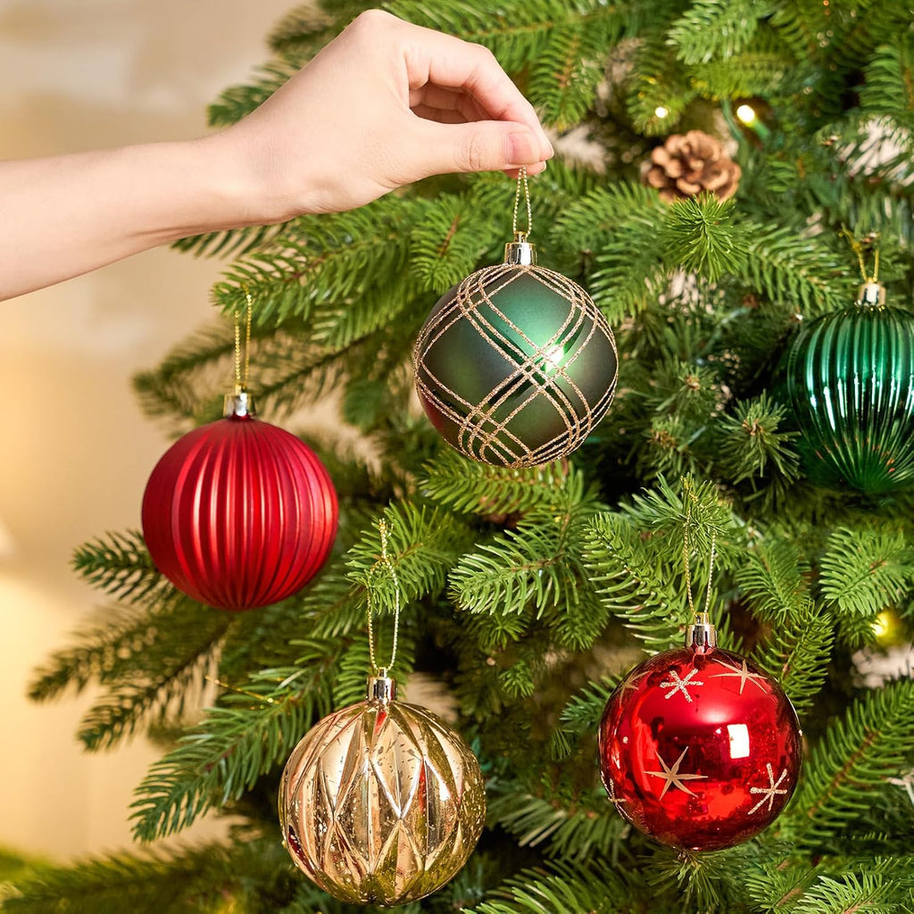 Christmas Tree Ornaments Set of 12, 3.15inch/80MM Shatterproof Plastic Xmas Tree Ball Ornaments Bulk Decorative