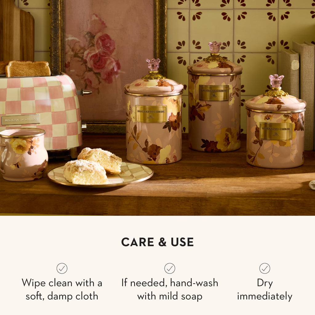 Enamel Canister, Small, Wild Rose Mauve