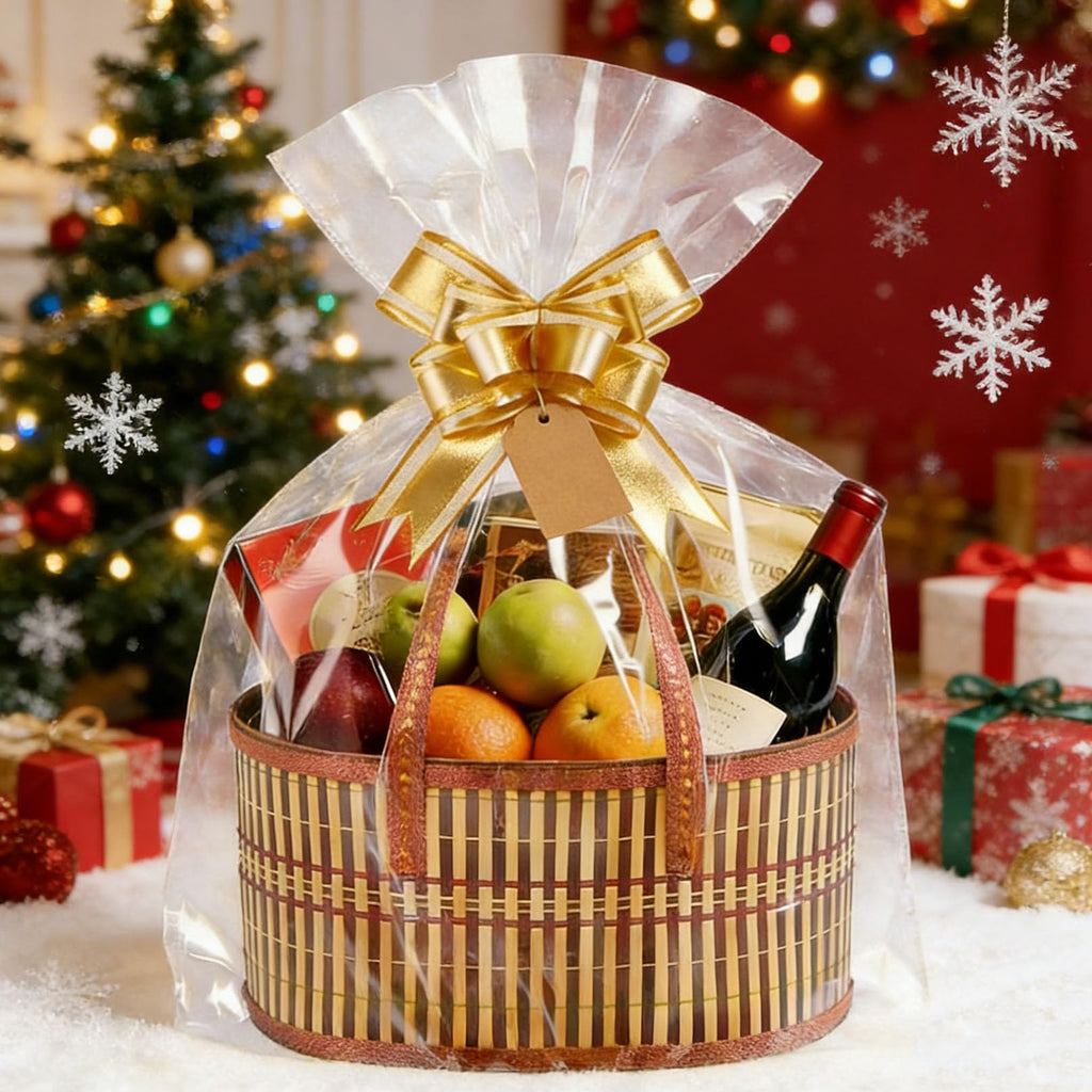 12 Set Baskets for Gifts Empty Bulk Large Woven Bamboo Gift Basket Empty