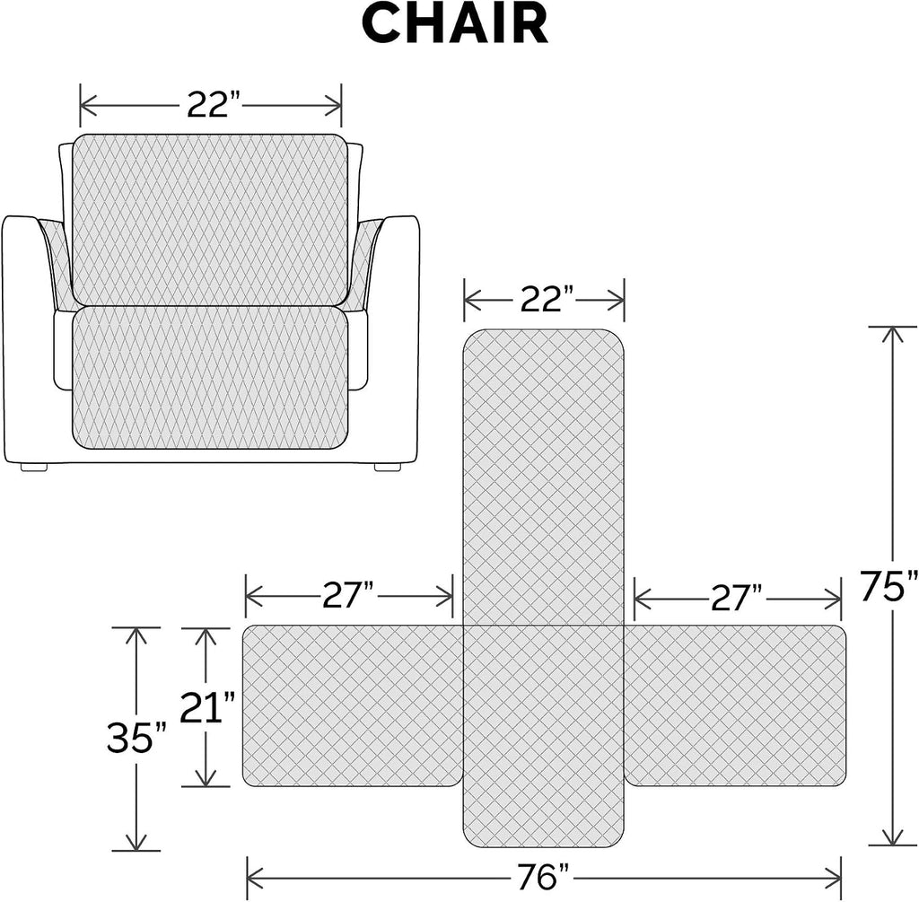 Waterproof & Non-Slip Chair Cover Protector for Dogs, Cats, & Children - Quilted Paw Print Living Room Furniture