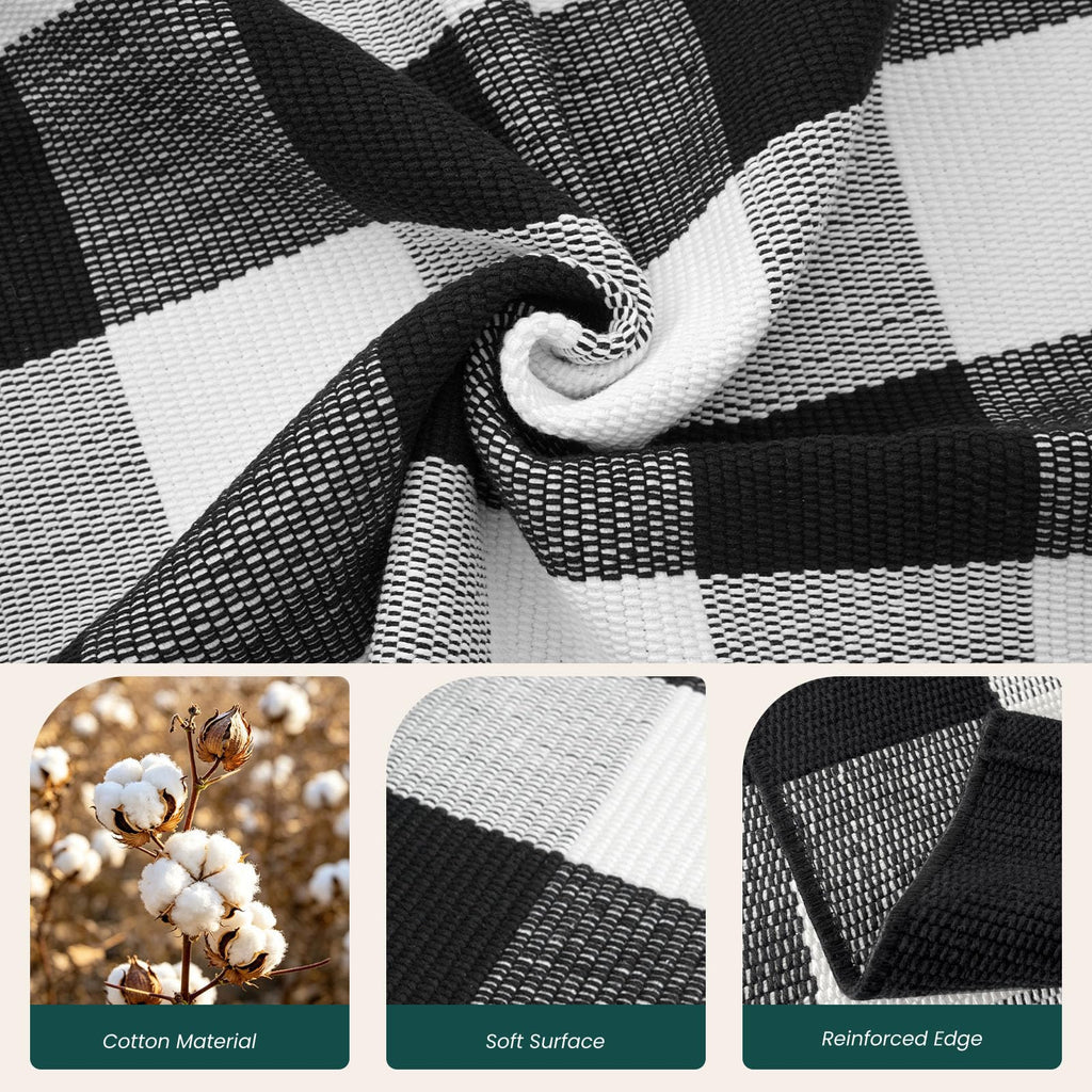 Buffalo Plaid Rugs Runner Rug, Black and White