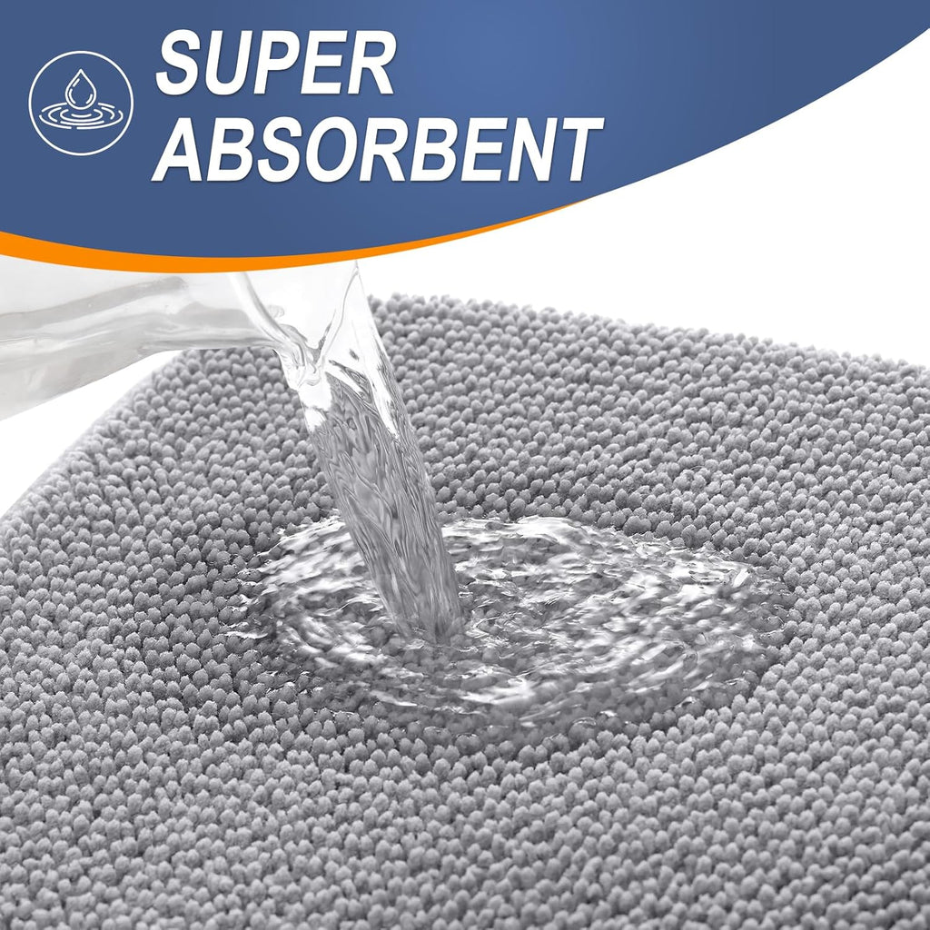 Thick Memory Foam Bathroom Rugs 36x24, Soft Absorbent Bath Mat, Grey | Quick Dry Bath Rugs, Non-Slip Carpet, Machine