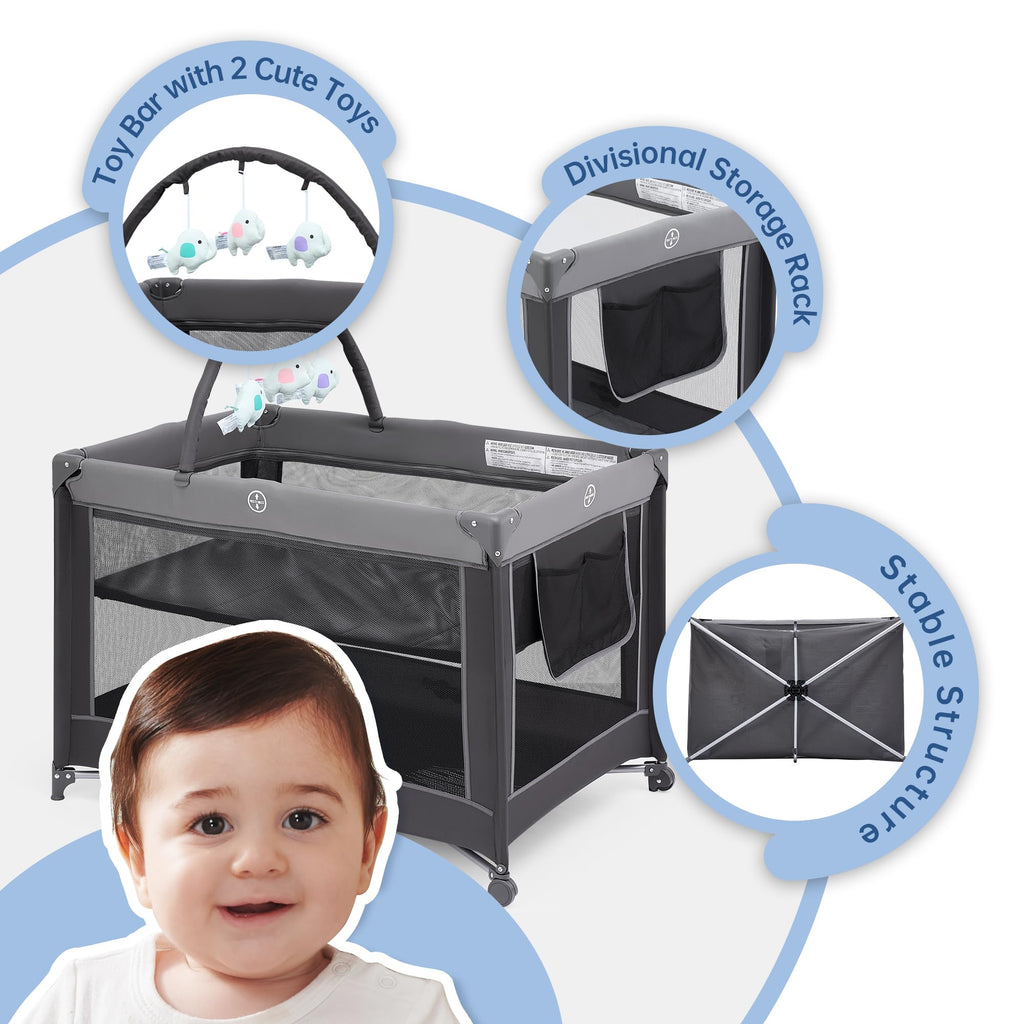 Foldable Portable Baby Playard Crib for Toddlers