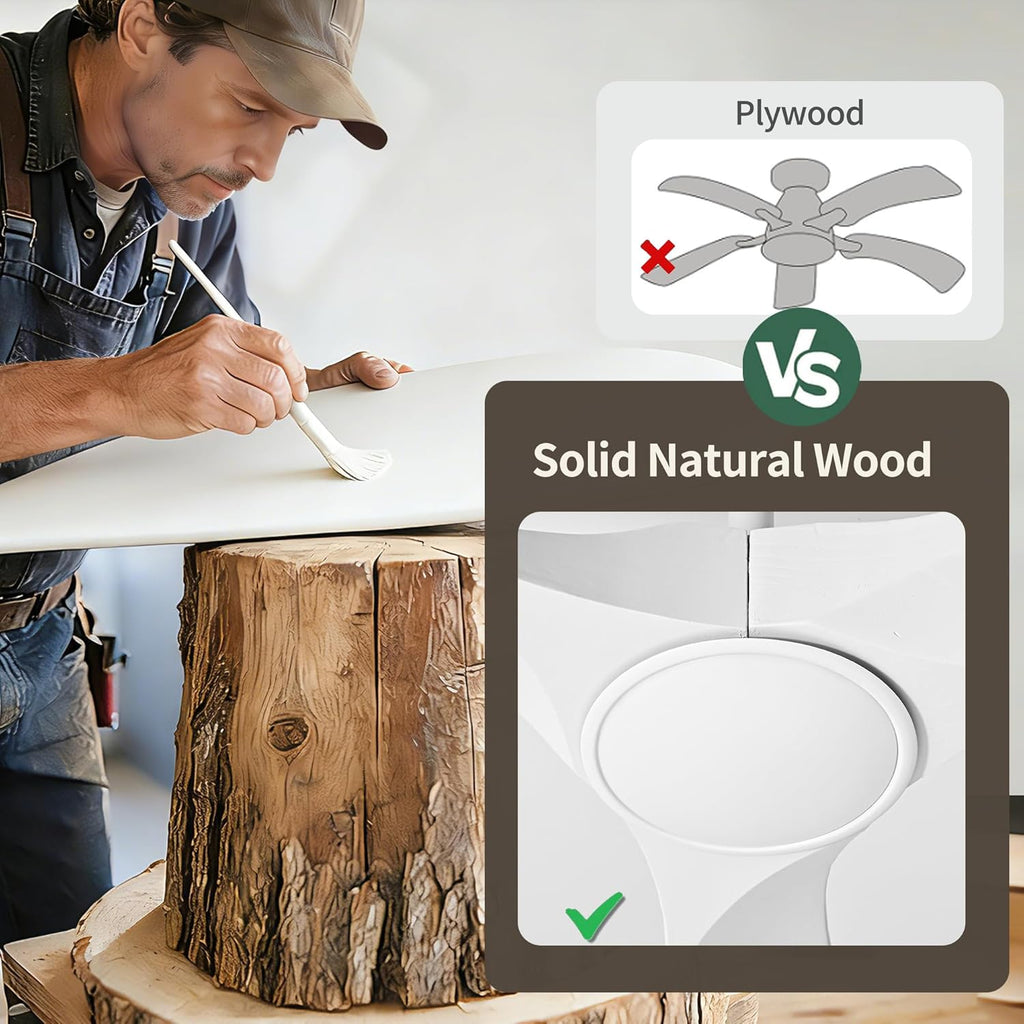 Inspired Maverick Style 52" White Ceiling Fans Without Lights, 52 Inch Outdoor Ceiling Fans no Lights, 3 Blade Solid Wood Waterproof Ceiling Fan with Remote Control for Indoor Outdoor Farmhouse/Patio Porch - White Blades A102-B0CMTJTWLL