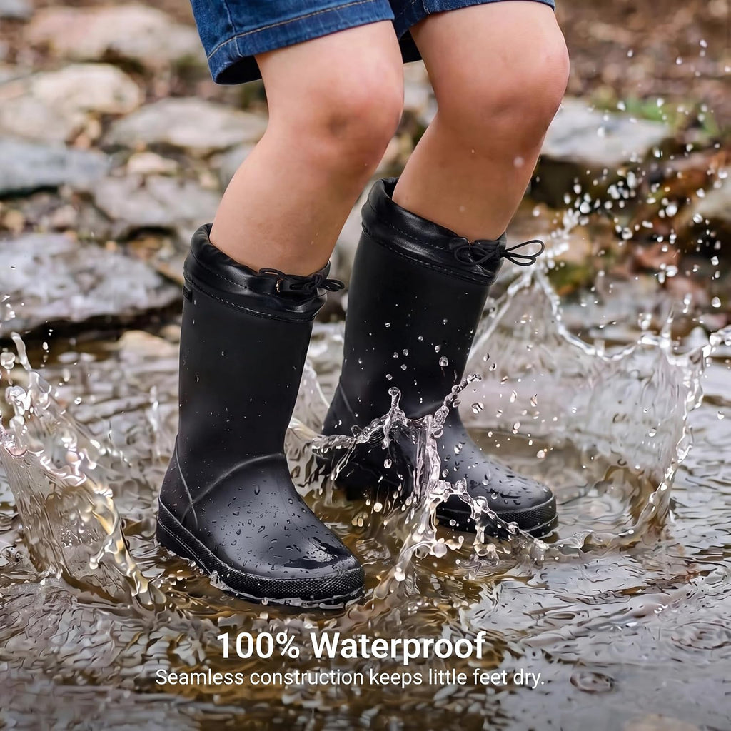 Kids Waterproof Drawstring Rain Boots