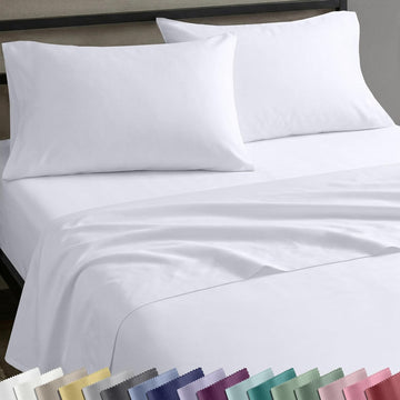 Sheet Set - Natural 100% Cotton Sheets Bed Set with Deep Pockets, Soft Sateen Weave, Breathable and