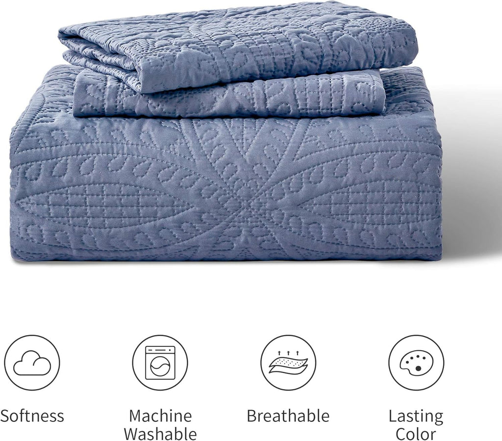 Love's cabin Quilts for Queen Bed Blue Bedspreads - Soft Bed Summer Lightweight Bedspread Comforter