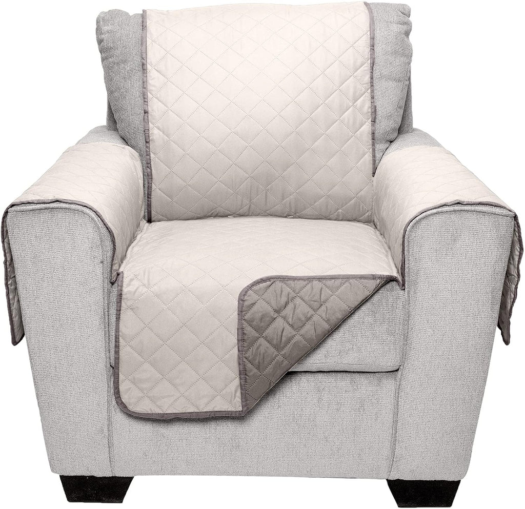 Water-Resistant & Reversible Chair Cover Protector for Dogs, Cats, & Children - Two-Tone Pinsonic Quilted Living Room