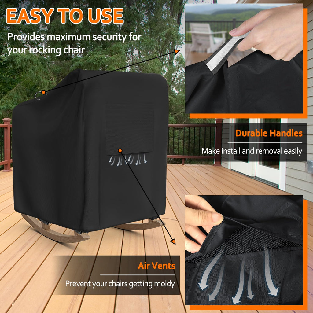 Outdoor Rocking Chair Covers 2 Pack, Patio Furniture Covers Waterproof Adapter for Rocking Chairs 28"L x 35"W x