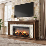 QUW 70" Fireplace TV Stand Up to 80" TVs, 42" Modern Electric Fireplace with Mantel