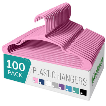 Clothes Hangers Plastic 100 Pack for Adults - Plastic Hangers, The Perfect Coat Hanger and Space Saving Clothes