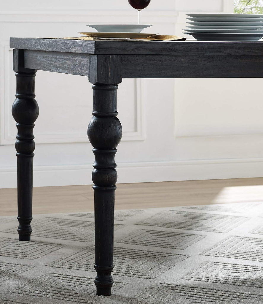Leviton Urban Style Dark Washed Wood Dining Set: Table, 4 Chairs and Bench, Purple