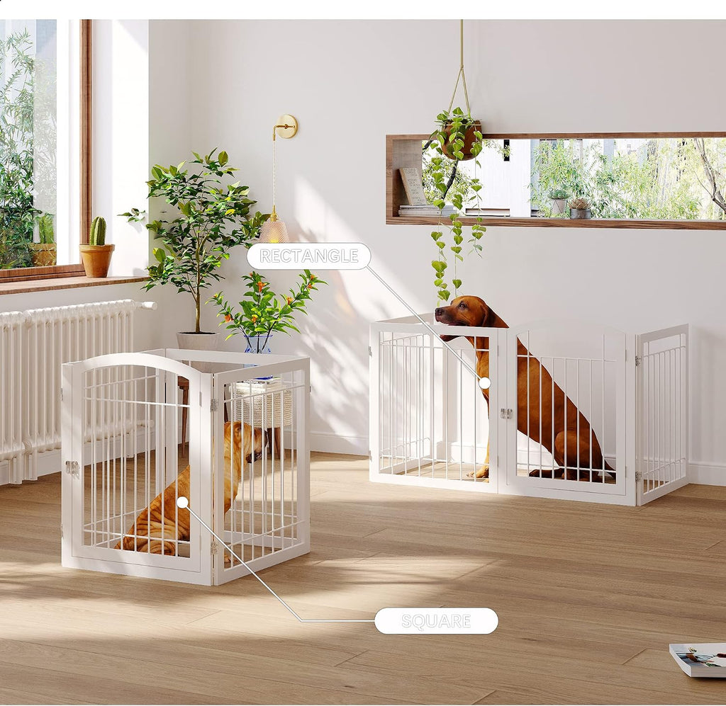 96-inch Extra Wide 30-inch Tall Dog gate with Door Walk Through, Freestanding Pet Gate for Halls, Stairs & Home, Pet