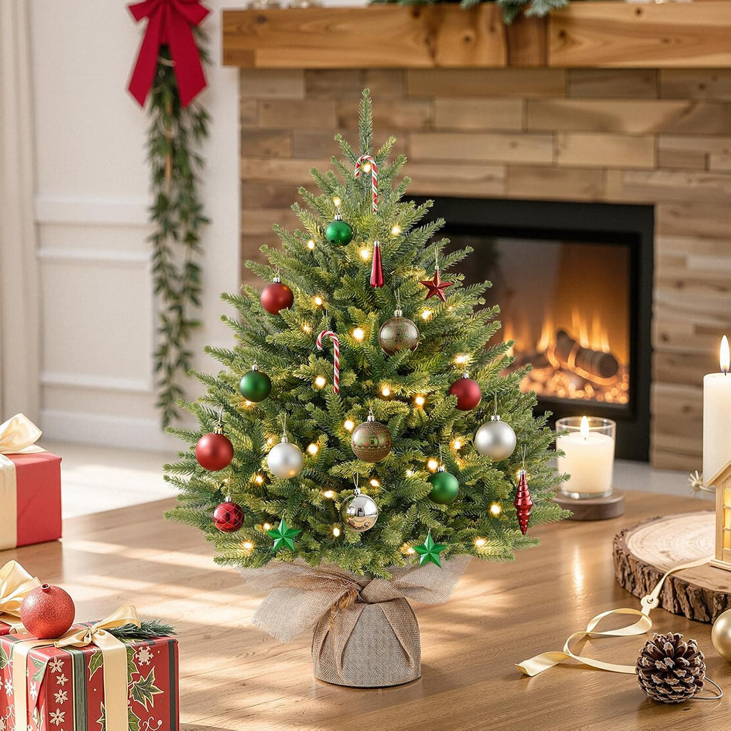 2ft Prelit Artificial Mini Christmas Tree for Tabletop Desk Decor