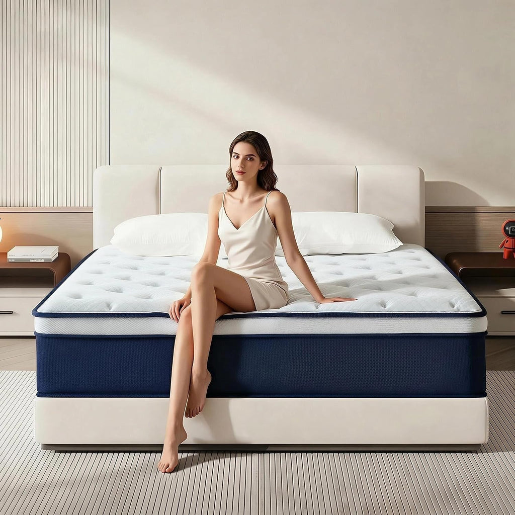 Queen Mattress,12 Inch Queen Size Mattresses in a Box, Hybrid Pocket Spring Mattress with CertiPUR-US Certified Foam