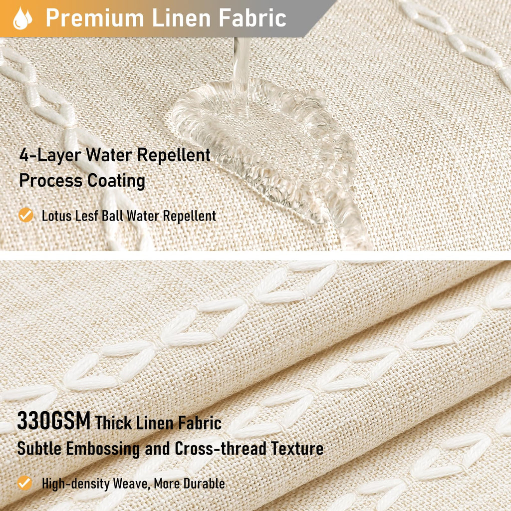 Small Boho Linen Heavy Duty Cloth Shower Curtain, 36x72, Cream/Beige