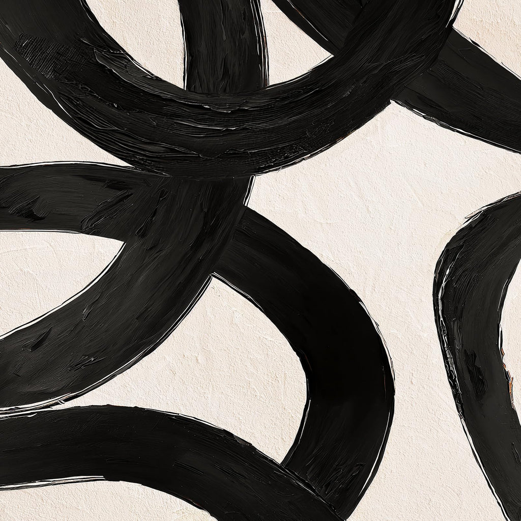 Framed Boho Black and White Brown Modern Abstract Wall Art