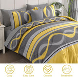 Anibedding Yellow Comforter Set King,8 Pieces Bed in a Bag Patchwork Striped Bedding Sets,Boho Soft Microfiber Bedding
