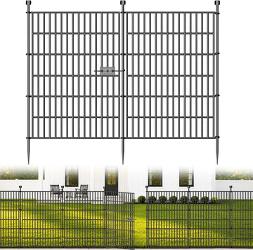No-Dig Decorative Outdoor Garden Fence for Yard, Animal Barrier Fencing for Dog | Rustproof Metal Temporary Fence for