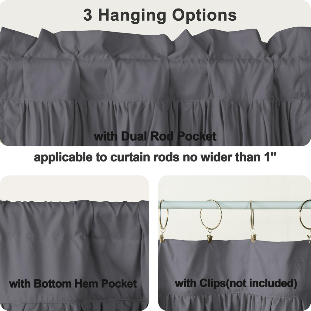 2 Pack Gray Handcrafted Window Treatment Tiers Curtains, 30"x24"
