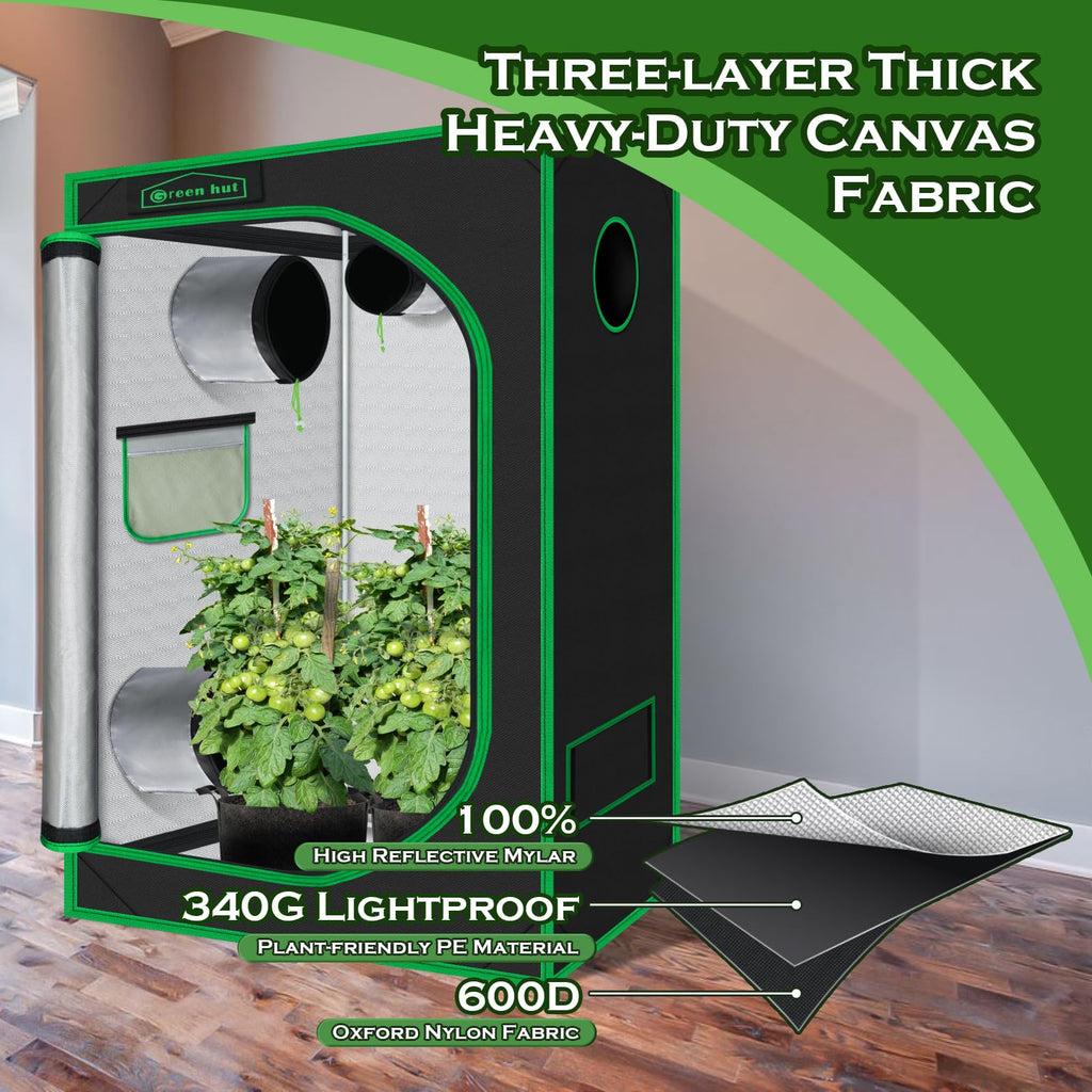4x2 Grow Tent 48"x24"x60" 600D Mylar Hydroponic Growing Tent