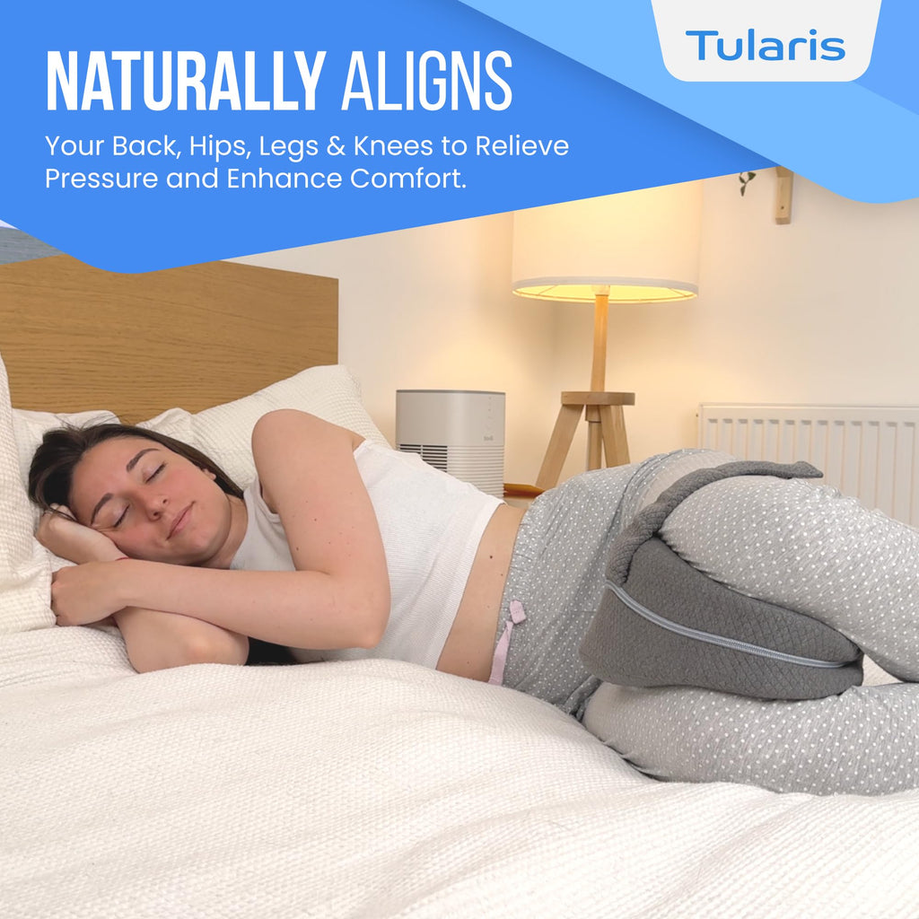 Memory Foam Knee Pillow for Side Sleepers Hip Pain with Adjustable Strap - Between Leg Pillow for Side Sleeping