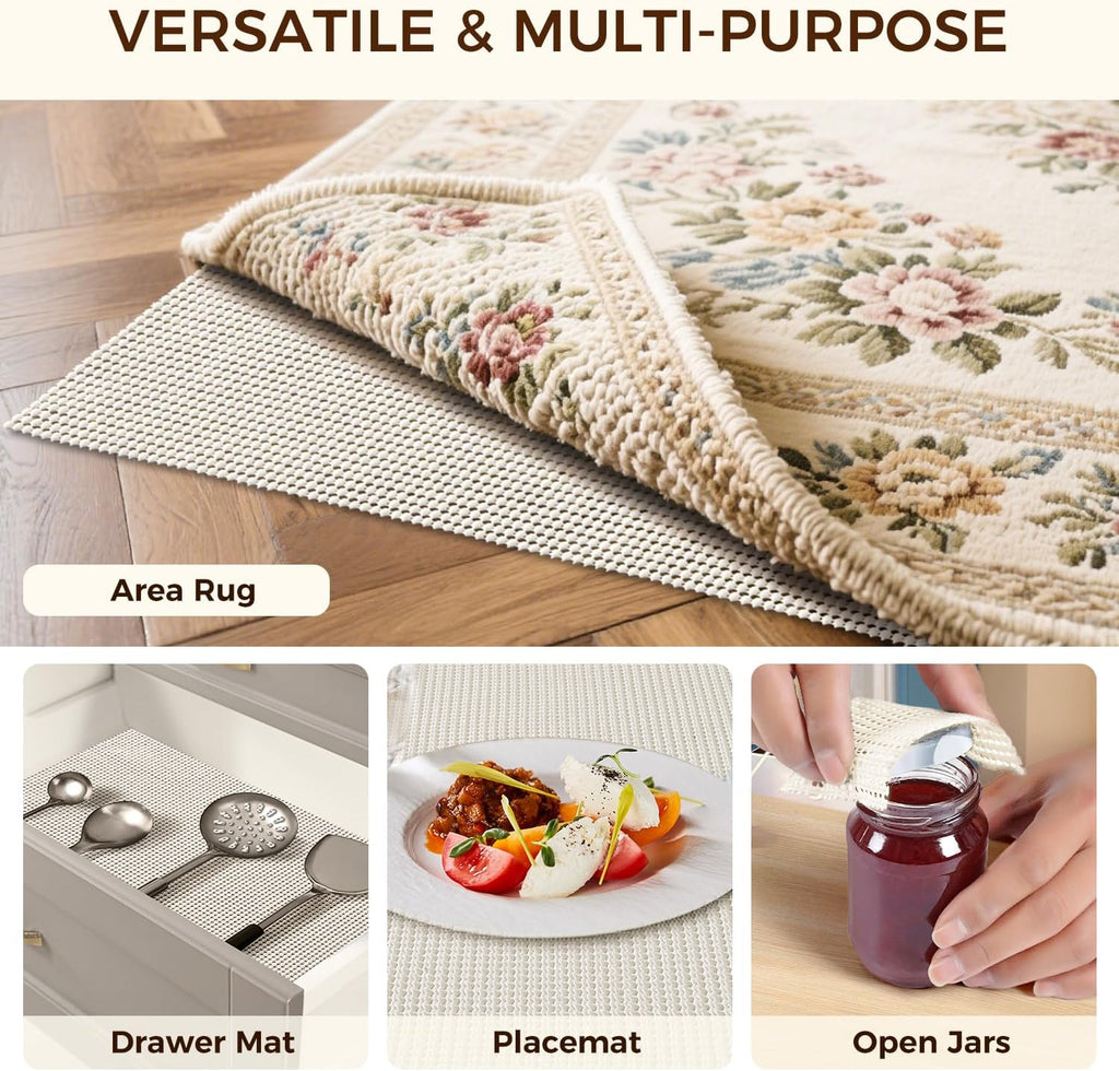 9 x 12 FT Rug Pad Gripper for Hardwood Floors, Non Slip Rug Pads for Area Rugs, Extra Thick Under Rug Padding - Set of 108
