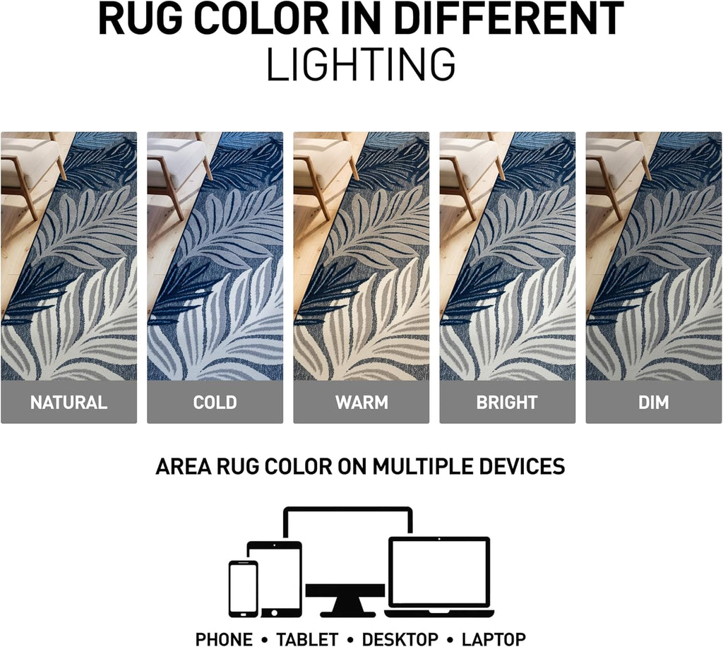 Transitional High-Low Indoor Outdoor Runner Rug Navy