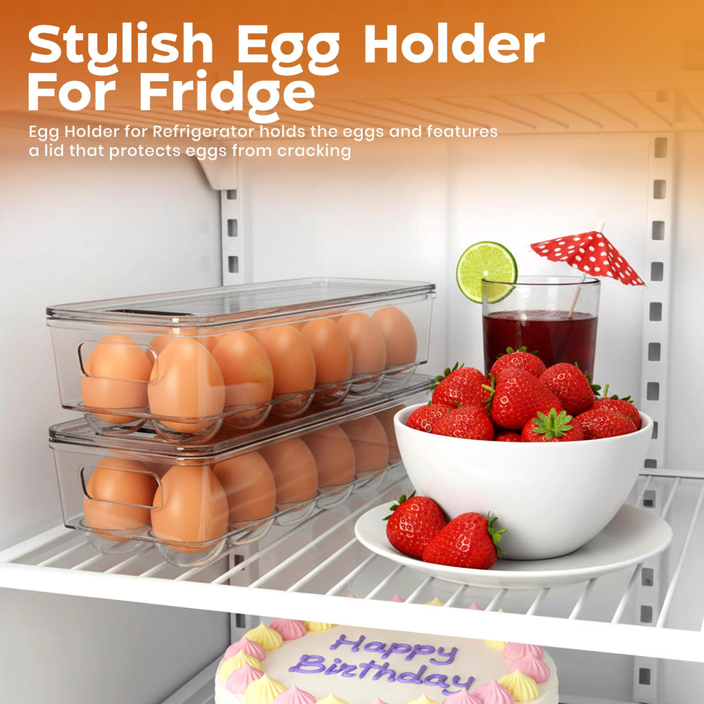 Egg Holder for Fridge, Stackable Egg Container, 1 Pack, Clear