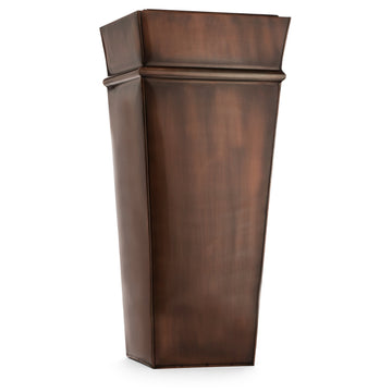 33 Inch Tall Square Planter, Antique Copper, Lift Out Insert