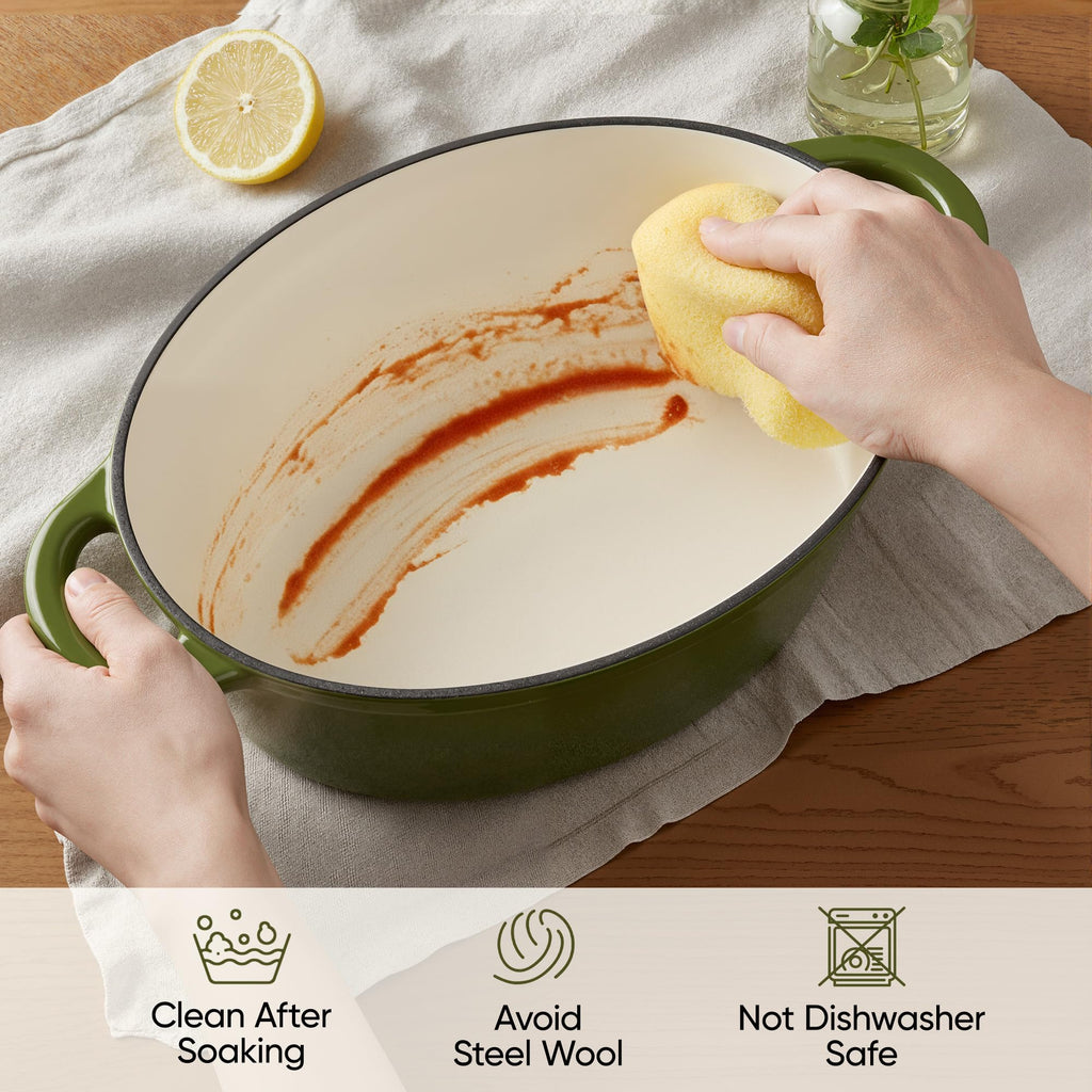 Oval Dutch Oven for Bread Baking, 4.5 Quart Non Stick Enameled Cast Iron Dutch Oven Pot with Lid, Oven Safe Oval