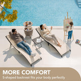 Patio Chaise Lounge Sets Outdoor Rattan Adjustable Back 3 Pieces Cushioned Patio Folding Chaise Lounge with Folding