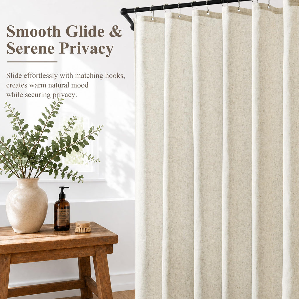 Natural Linen Fabric Shower Curtains, 72x72