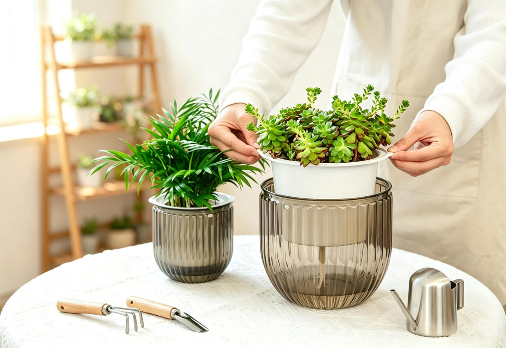 5.2/8.2 Inch 2 Pcs Self Watering Hanging Planter Indoor Plant Pots Drainage Holes, Outdoor Small Hanging Planters
