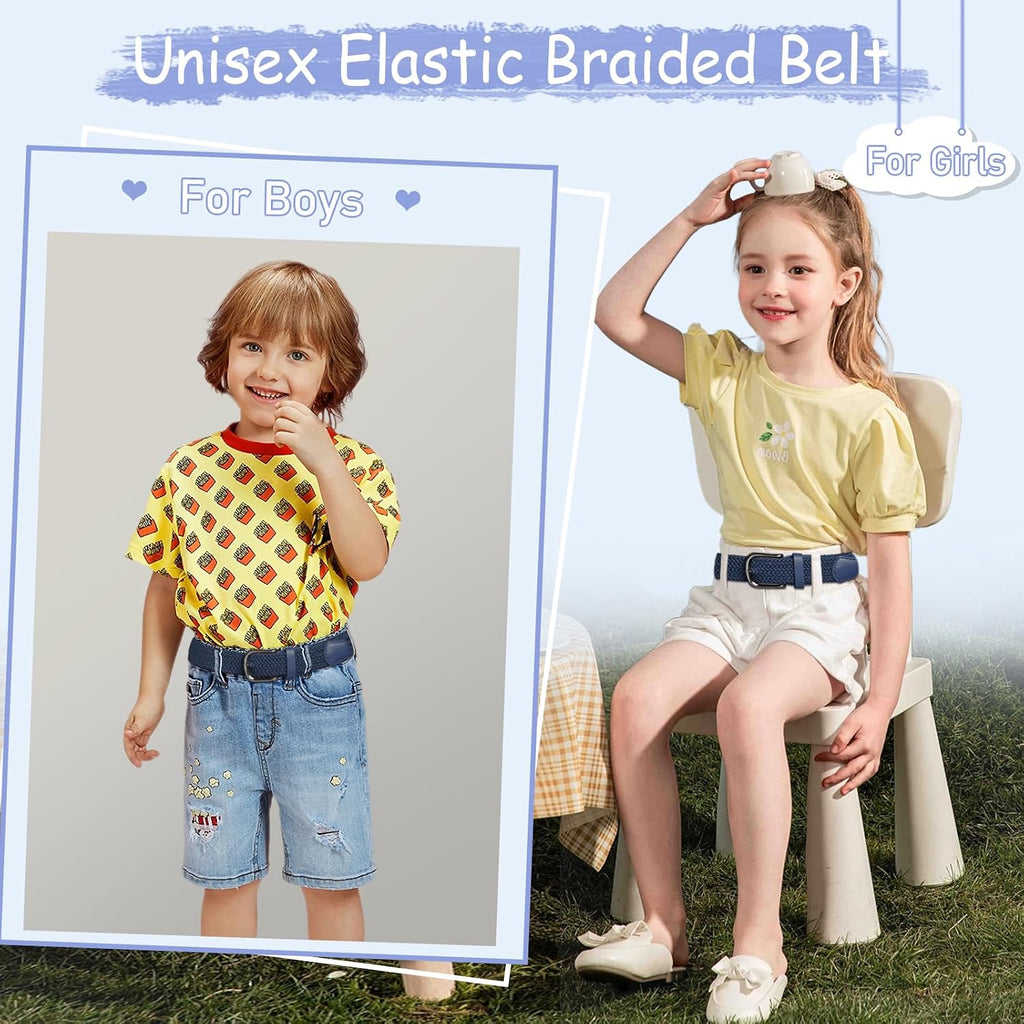 Boys Elastic Braided Belt - Stretch Golf Belt for Boys and Girls
