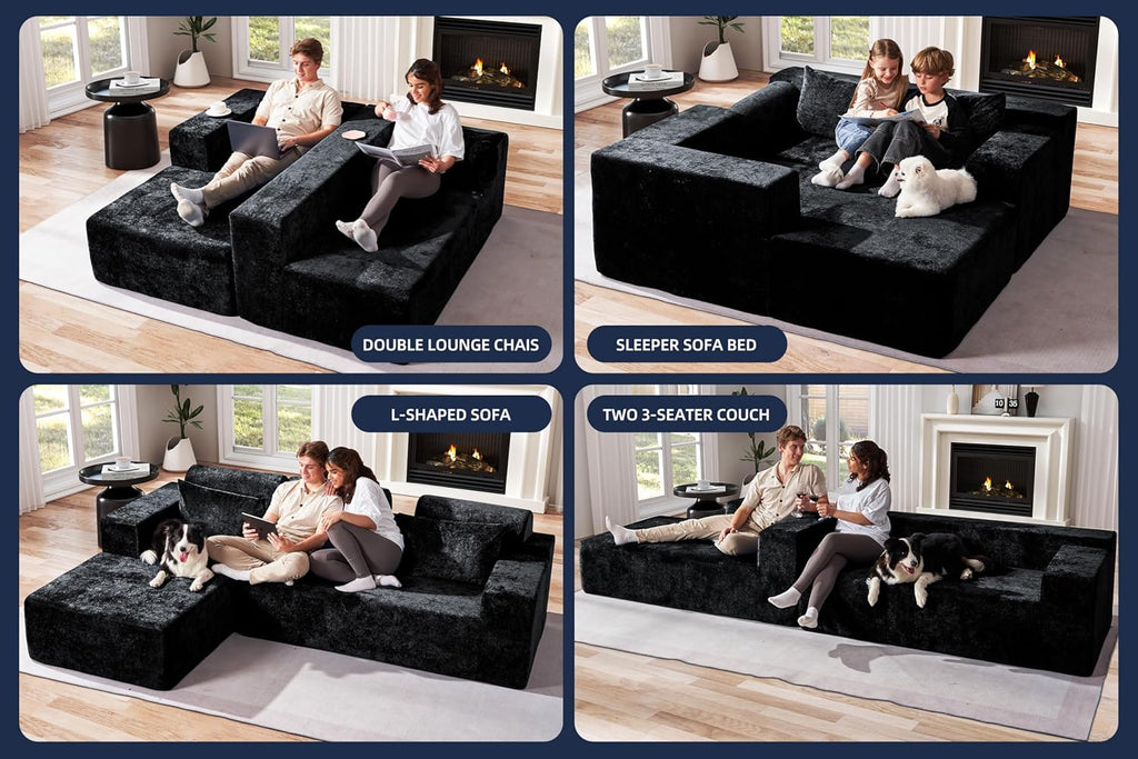 Homguava Modular Sectional Couches for Living Room,105" Cloud Couch with L-Shape Chaise,Comfy Sofa Living Room Couch