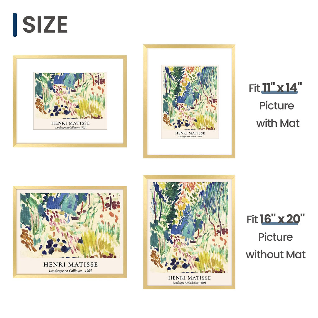 16x20 Picture Frame, Wall Gallery Frames Set of 2, Gold