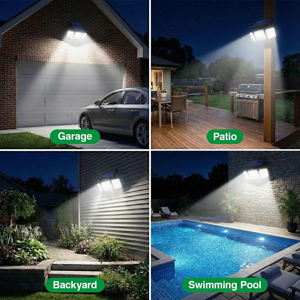 Solar Outdoor Lights Motion Sensor, 286 LED Security Flood Lights with Visual Battery & Mode Display, 3