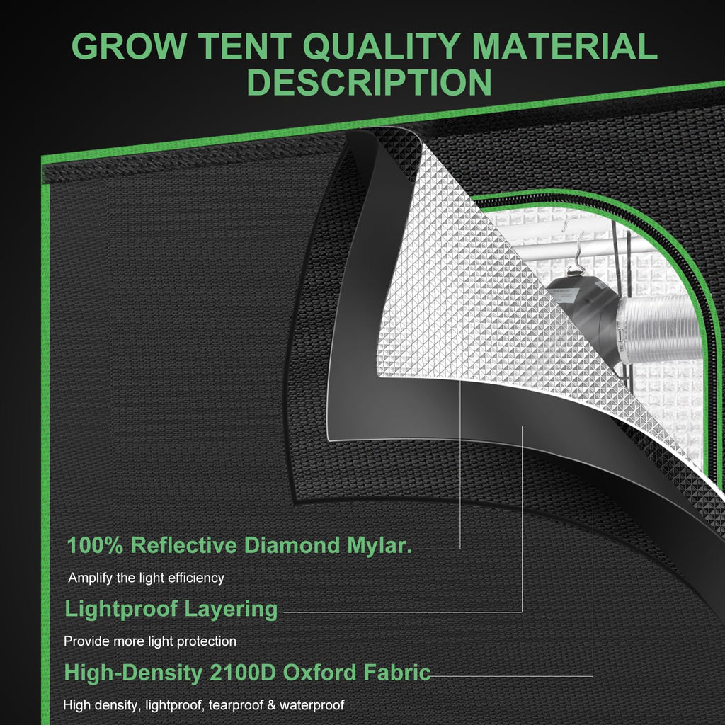2x2 Grow Tent, 24"x24"x32" Double Transparent Viewing Door Indoor Grow Tent, Growing Tent with High Reflective Mylar
