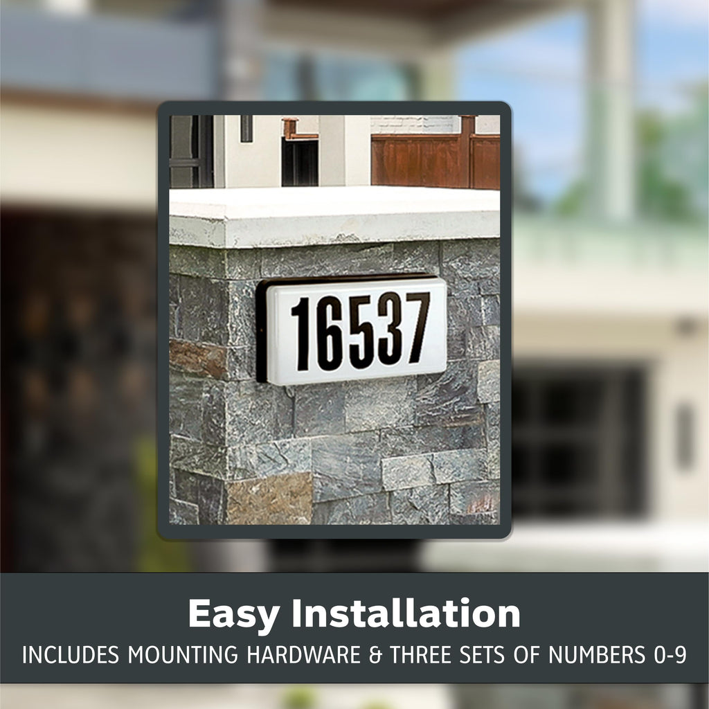 Lighted House Number Sign, 2-Light Outdoor Home Address Plaque, 10 Inch, Black
