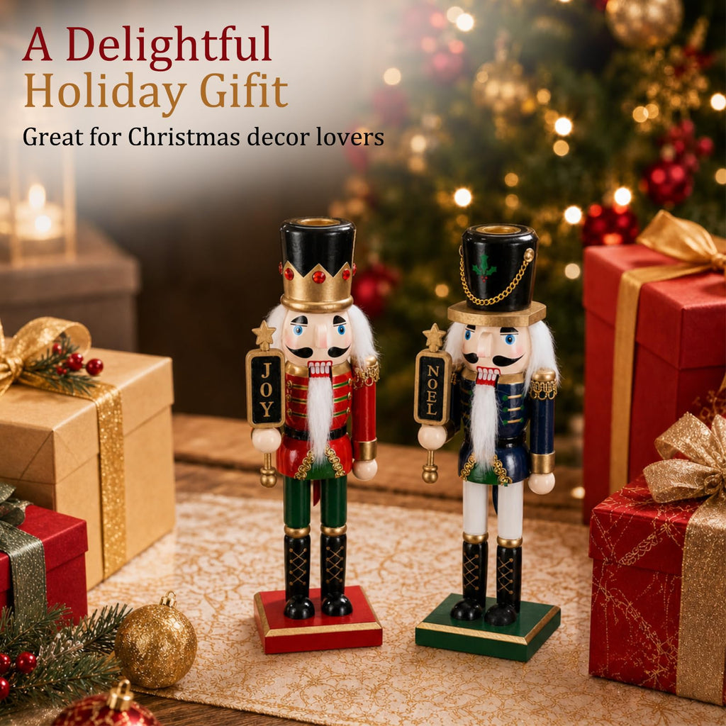 2 Pcs Christmas Nutcracker Candle Holder Nutcracker Candlestick