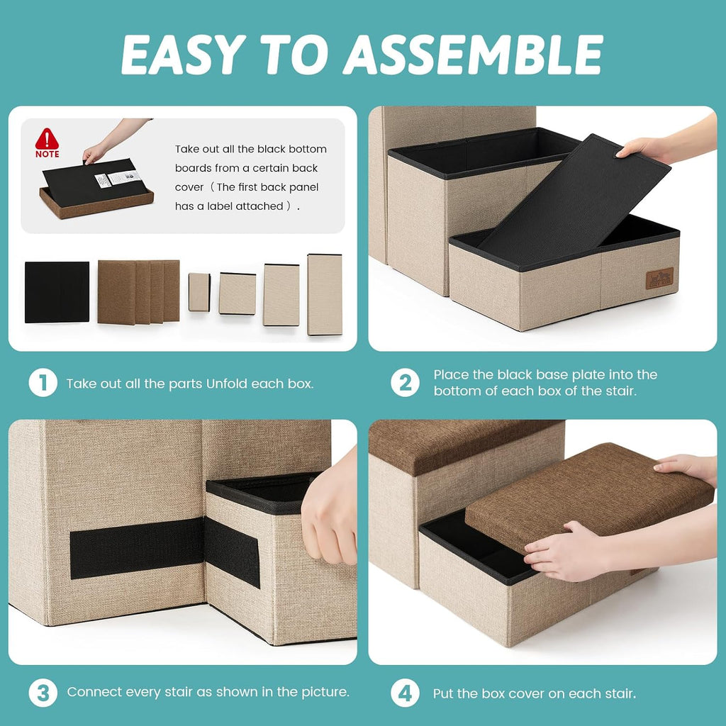 Dog Stairs with Storage, 22" H Wider Dog Steps, 4-Step