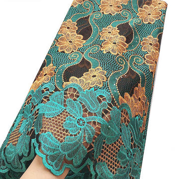 Green Nigerian Lace Fabric Wedding Bridal Lace Fabric 5 Yards ASO EBI French for Women J854 (Green)